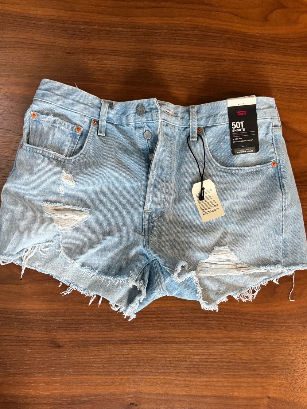 Levi's Light Blue Distressed 501 Denim Cutoff Shorts